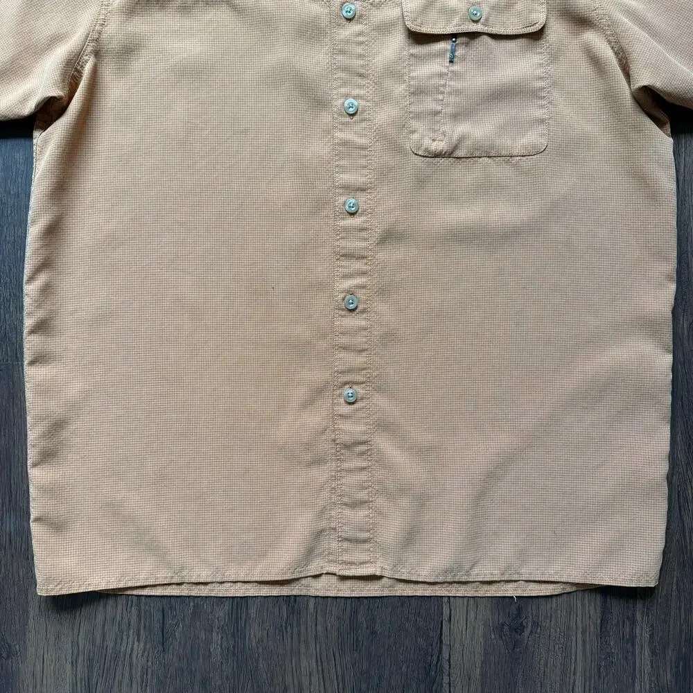 The North Face Orange Modal Button Shirt Mesh Lining Hiking Outdoors Gorpcore